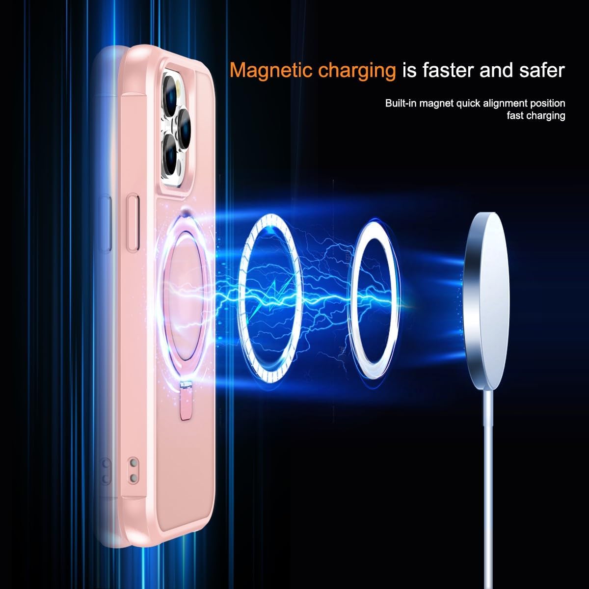 CHAOFEnG Compatible with iPhone 15 Pro Case with Stand, Pink