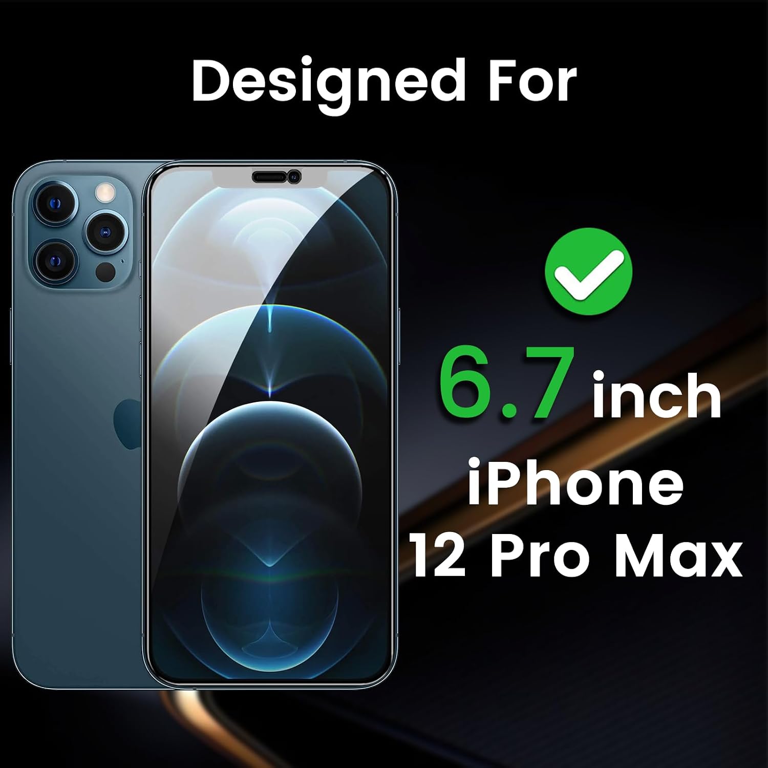 Romkasi 3 Pack Privacy Screen Protector for iPhone 12 Pro Max 6.7 Inch with 3 Pack Camera Lens Protector, Anti Spy Tempered Glass Film, Anti-Scratch, Touch Sensitive, Case Friendly