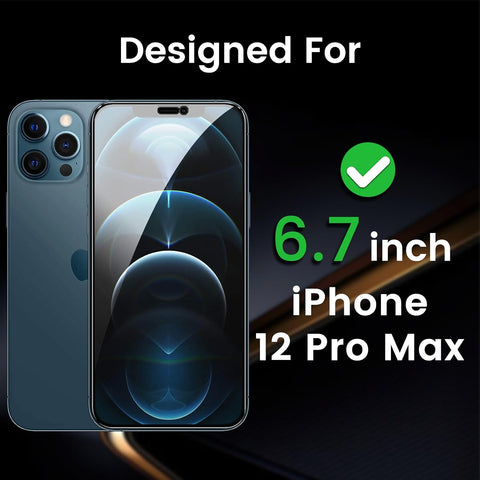 Romkasi 3 Pack Privacy Screen Protector for iPhone 12 Pro Max 6.7 Inch with 3 Pack Camera Lens Protector, Anti Spy Tempered Glass Film, Anti-Scratch, Touch Sensitive, Case Friendly