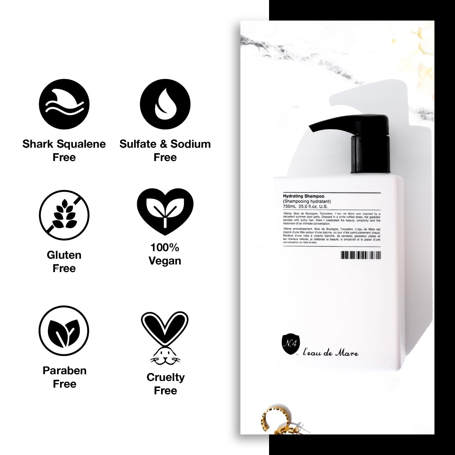 Number 4 Hydrating Shampoo, Shampoo for Women and Men. Sulfate, Gluten, & Paraben Free | Cleanse, Moisturizing & Color Protecting, 25 oz