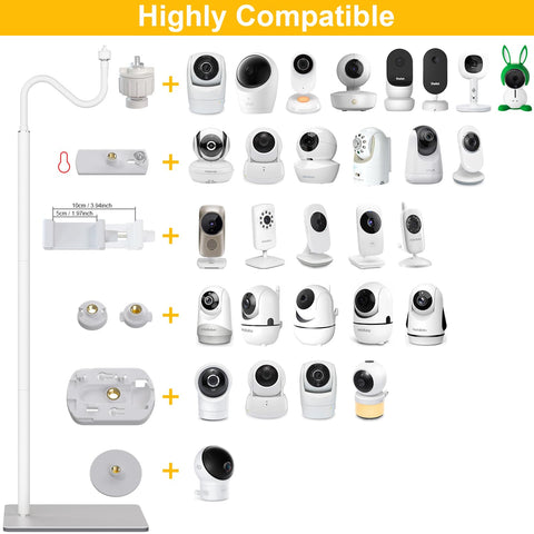 iTODOS Baby Monitor Floor Stand Holder Mount Compatible with HelloBaby HB6550/6560,Infant Optics DXR-8 Pro,Nanit Pro & Flex Stand,VTech VM819/VM901,Momcozy,Owlet,eufy,Babysense,Motorola