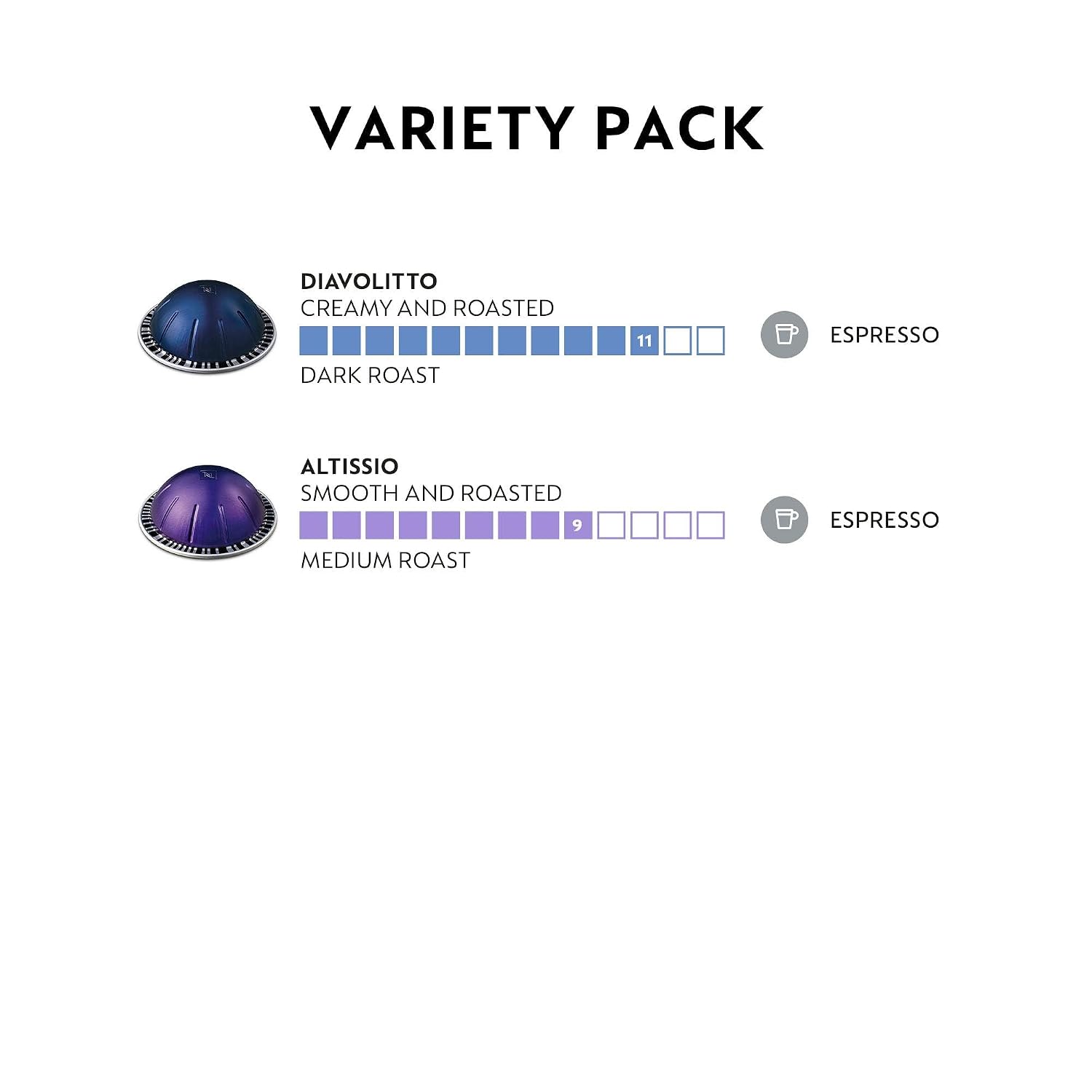 Nespresso Vertuo, Espresso Variety Pack, 50-Count Espresso Coffee Pods