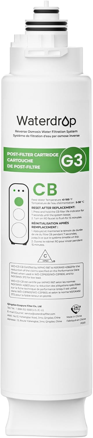 Waterdrop G3-N3CB Filter, Replacement for G3-W & G3P600 & G3P800 RO System