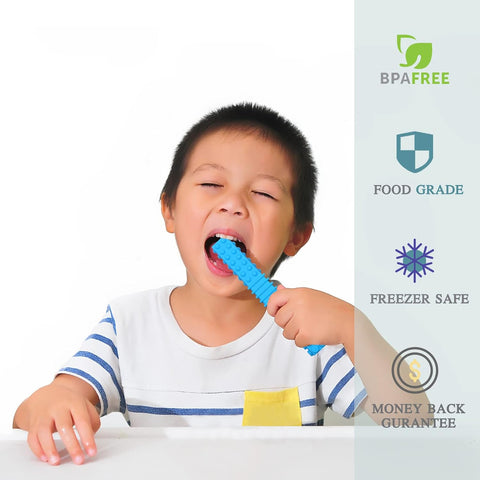 Sensory Chew Toys for Autistic Children, 5 Pack Silicone Chew Tube Teething Sticks Toys for Autism, ADHD, SPD, Chewies with Special Needs, Oral Motor Chewy Tool for Sensory Kids Chewer (Rainbow A)