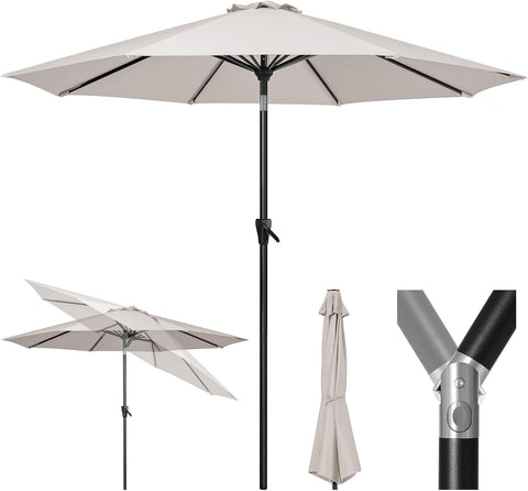Tempera Patio Market Outdoor Table Umbrella with Push Button Tilt and Crank, Large Sun Umbrella with Sturdy Pole & Fade Resistant Canopy, Easy to Set