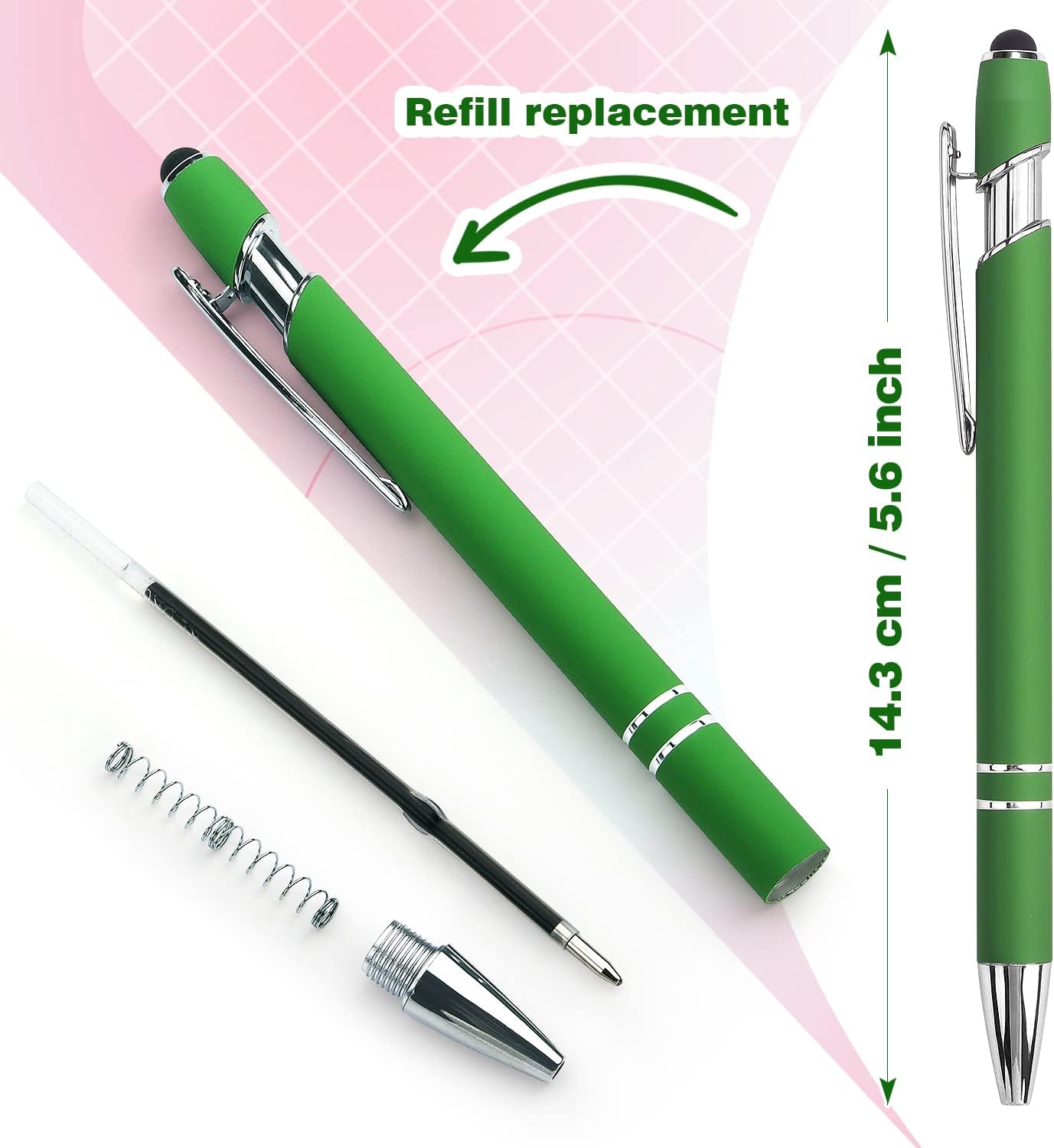 Bribobo 8 Pack Ballpoint Pen 2-in-1 Stylus, 1.0 mm Black Ink