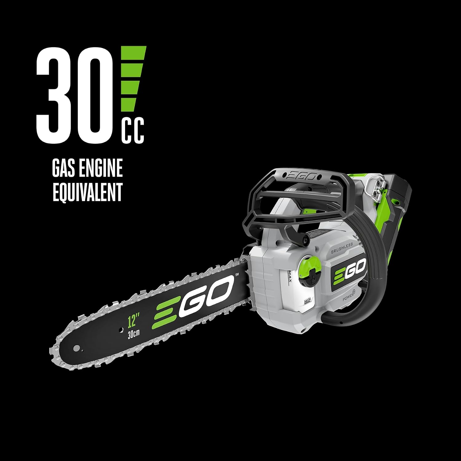 EGO POWER+ Chain Saw, 12" Battery Powered Chainsaw, Electric Cordless, Includes 56V 2.5Ah Battery and Charger - CS1201