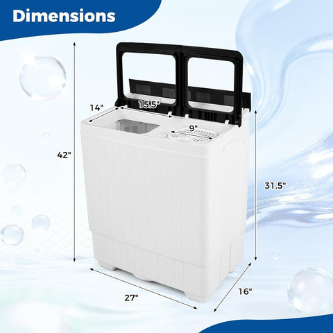 COSTWAY 26Lbs Portable Washing Machine with Built-in Drain Pump, Black