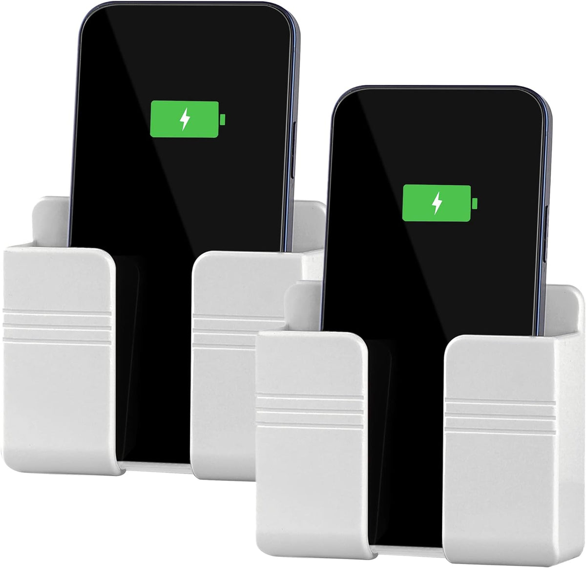 CEI&BPY 2Pcs Phone Holder Wall Mounted, Phone Stand with Self Adhesive. Phone Holder for RV Charging.Compatible with iPhone and Android (2Pack-White)