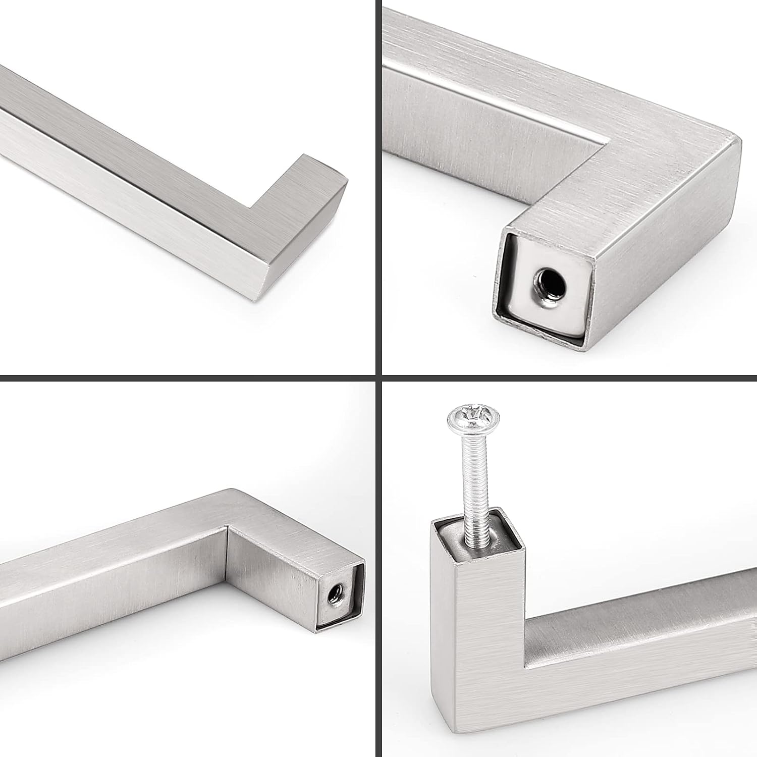 Probrico 30 Pack|6-3/10in(160mm) Kitchen Square Cabinet Handles Brushed Nickel Cabinet Pulls Stainless Steel Drawer Pulls Kitchen Cabinet Hardware