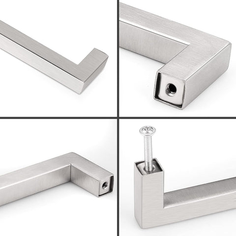 Probrico 30 Pack|6-3/10in(160mm) Kitchen Square Cabinet Handles Brushed Nickel Cabinet Pulls Stainless Steel Drawer Pulls Kitchen Cabinet Hardware