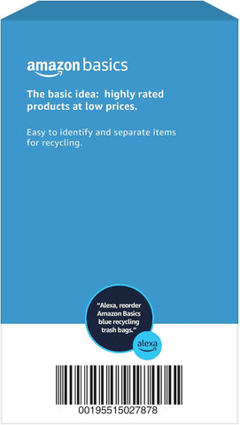 Amazon Basics Blue Recycling Drawstring Trash Bags, Tall Kitchen, Unscented, 13 Gallon, 60 Count (Pack of 6)