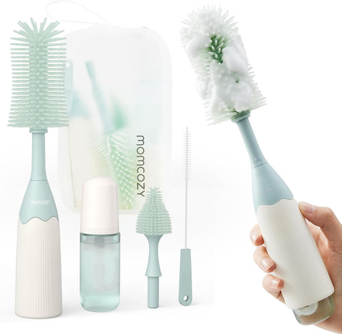 Momcozy Baby Bottle Brush Kit, Push-Press Foam Design, Green