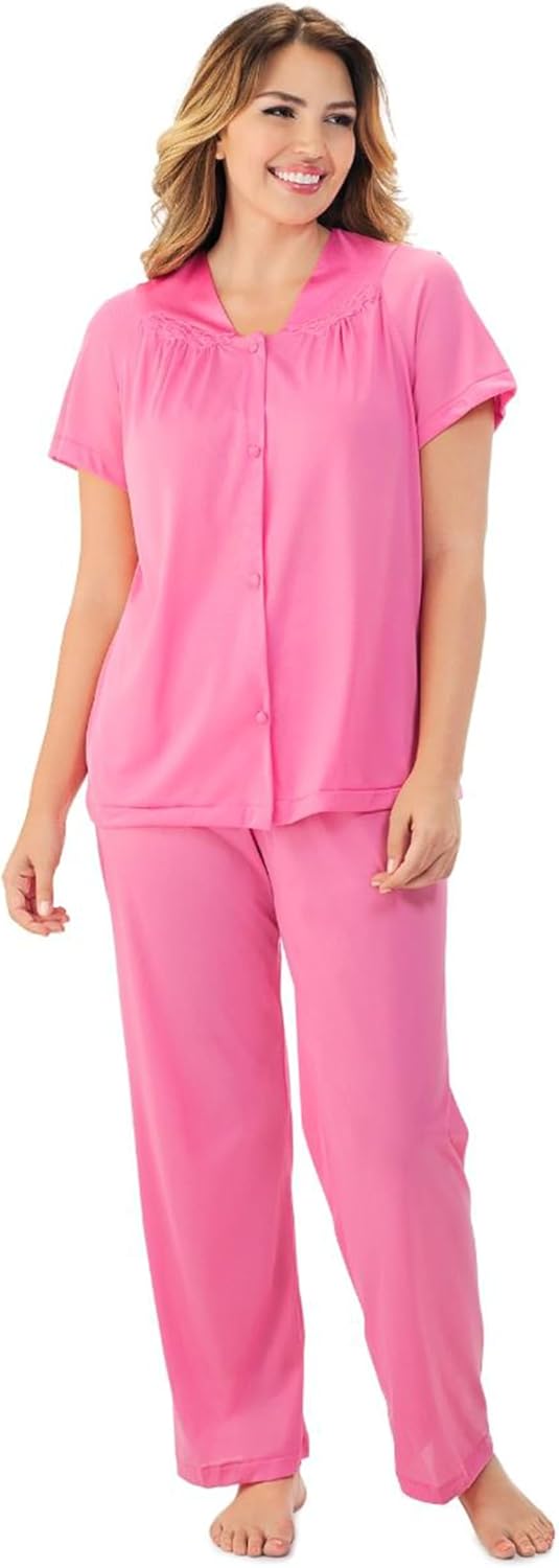 Exquisite Form 90107 Women's Nylon Tricot Short Sleeve Matching Pajama Set