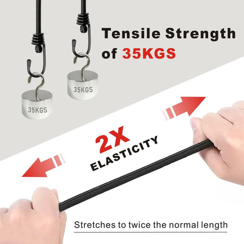 BEXSLE Bungee Cords with Hooks 2m Long, Heavy Duty Outdoor Elastic Bungee Straps, No Odour Industrial Grade Bungee Rope for Securing Tarps, Luggage, Tents, Bikes or Garden Tidying 80inch 4Pcs (Black)