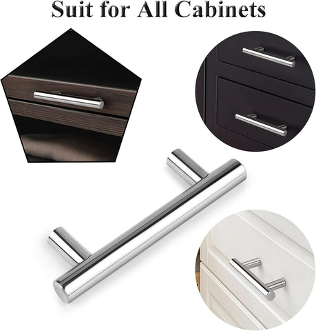 Probrico (15 Pack) Cabinet Handles 3 Inch Polished Chrome Cabinet Pulls 5 Inch Length Drawer Pulls Stainless Steel Kitchen Cabinet Hardware Chrome Modern Drawer Pulls
