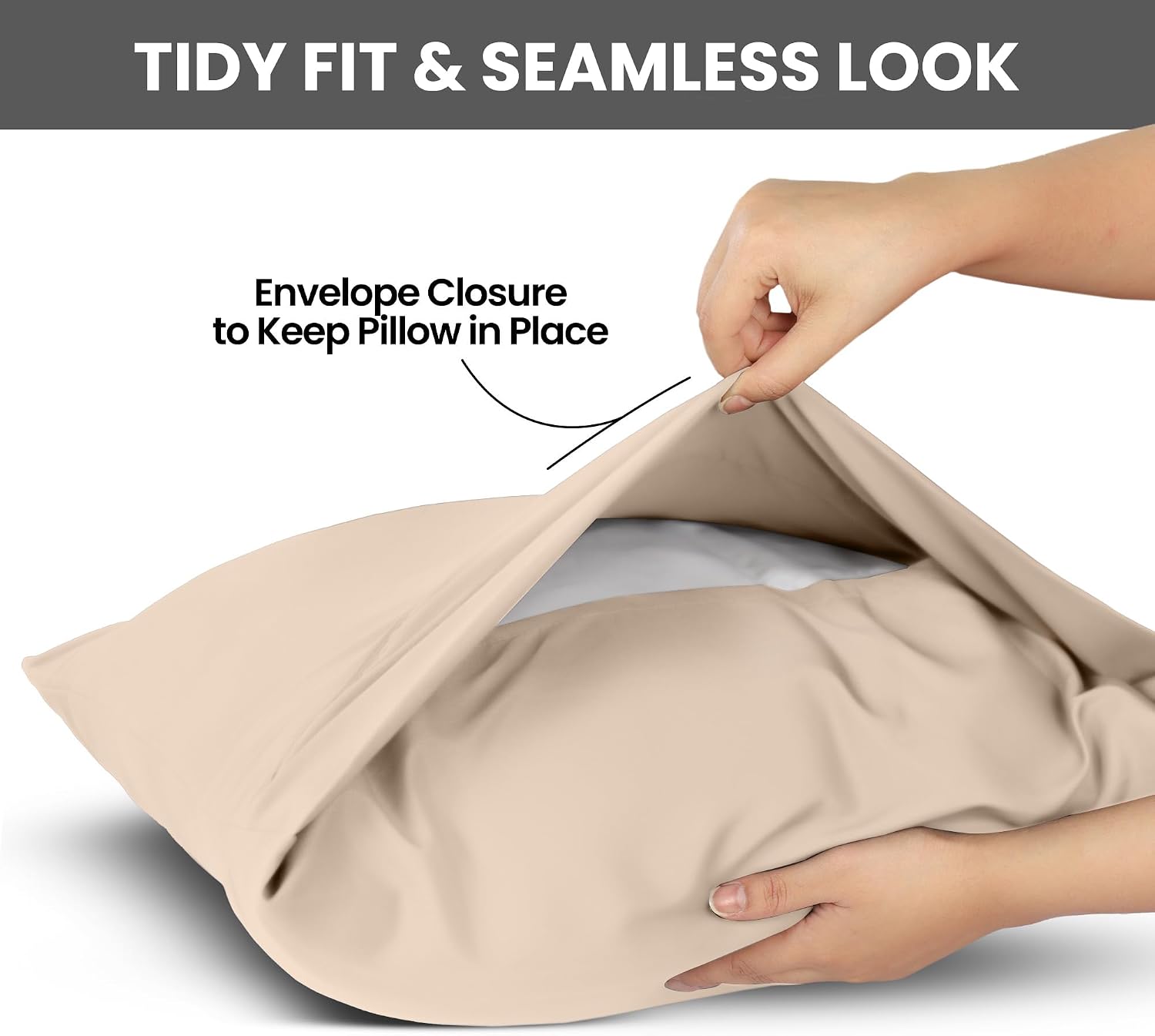 Pillow Cases Standard Size Set of 2, Ultra Soft Comfy Pillow Covers, Beige
