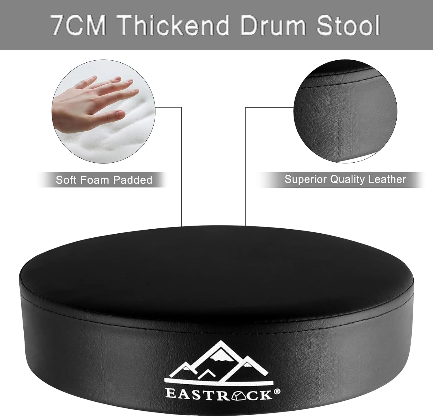 EASTROCK Drum Throne,Padded Drum Seat Drumming Stools with Anti-Slip Feet for Adults and Kids Drummers (Black Upgrade)