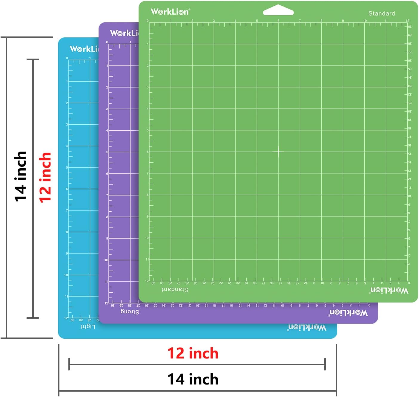 WORKLION Cutting Mat 12x12 Compatible with Maker/Maker 3/Maker 4/Air 2/Explore 3/4, Variety Sticky（Standard,Light,Strong) Vinyl Mat(3Pack) Accessories