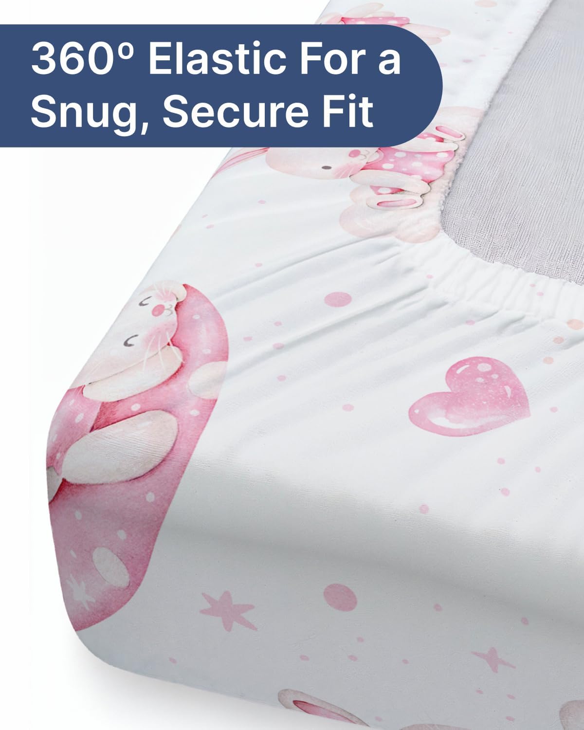 2-Pack Pack N Play Sheets - Playard Sheets - 38 x 26in, Bunny Dream