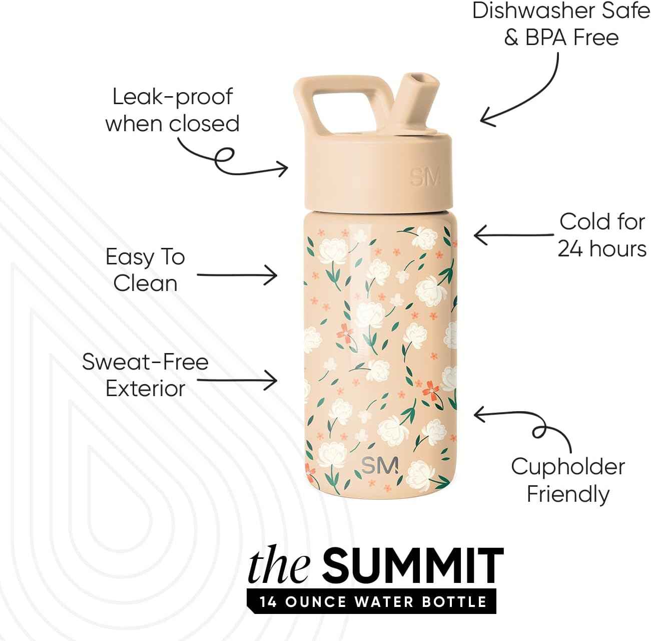 Simple Modern Kids Water Bottle & Toddler Cup | 14oz | Floral