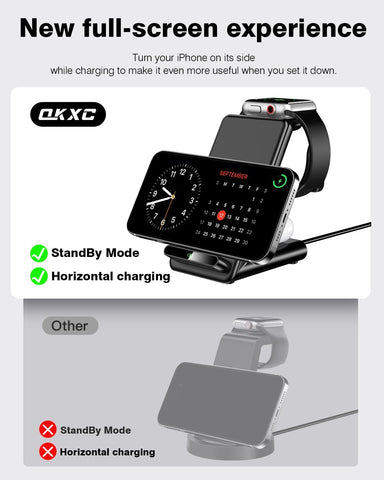 Wireless Charging Station,3 in 1 Charging Stand for Apple Multiple Devices