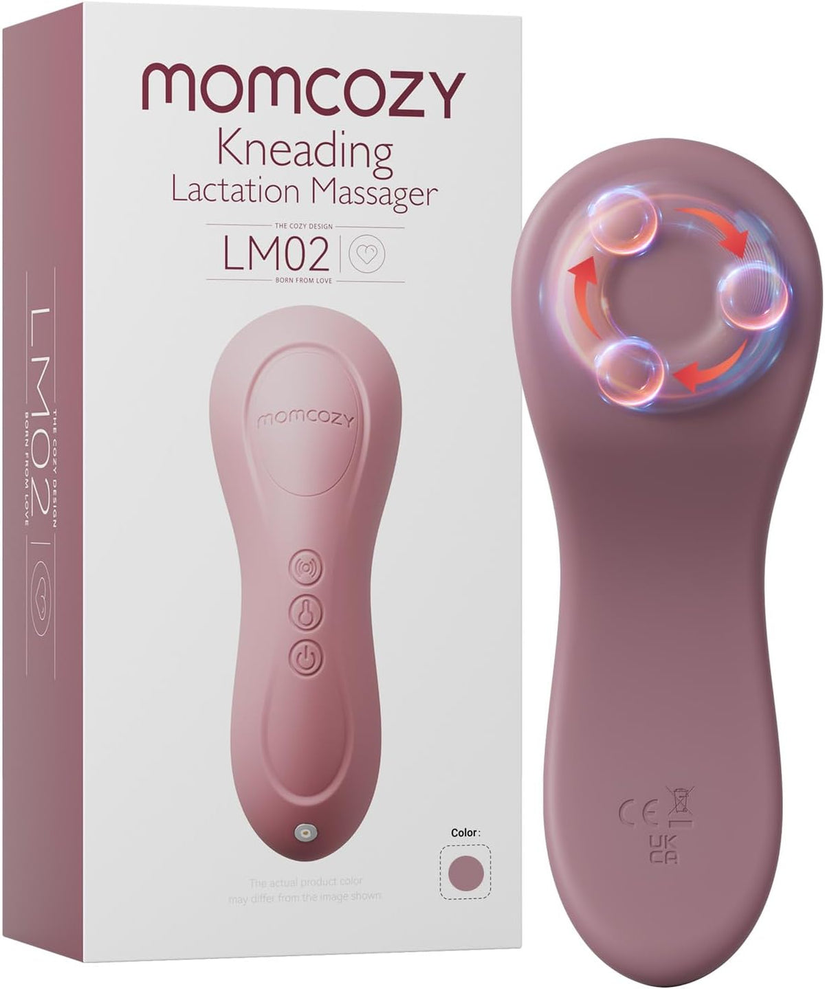 Momcozy Rolling Lactation Massager with Heat, 3-in-1 Design, Cozy Red