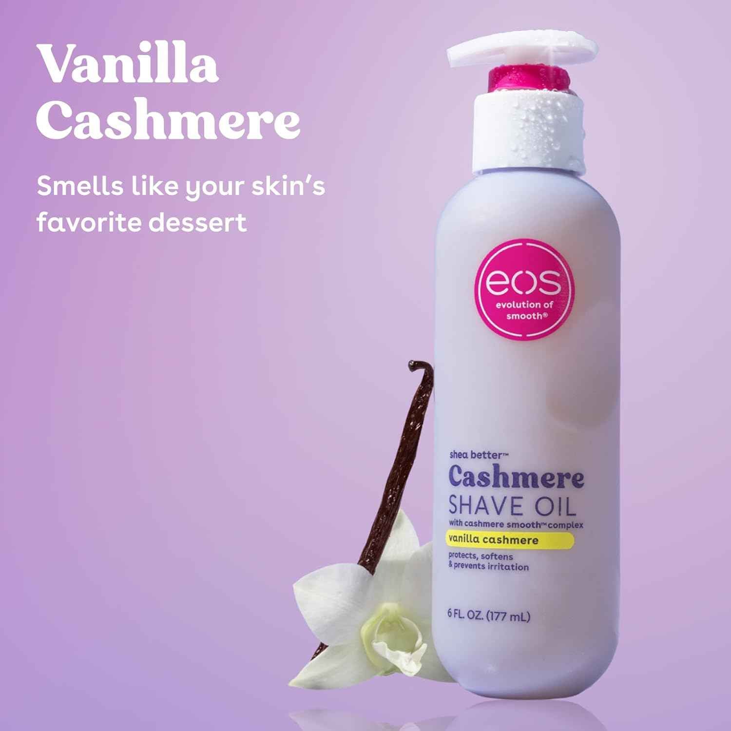 eos Vanilla Cashmere Shave Oil- Moisturizing Natural Shea Butter, 6 fl oz