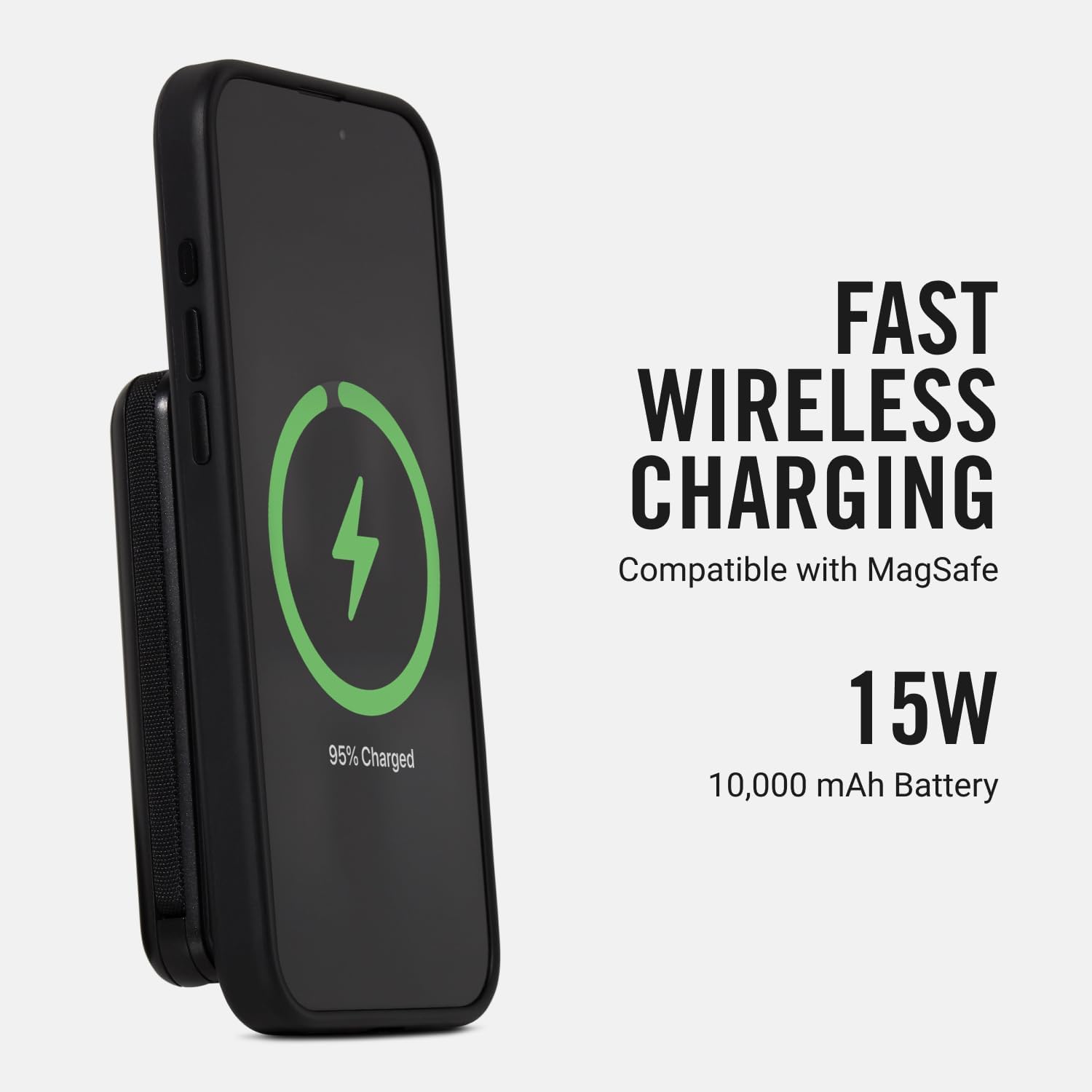 Ridge 20W Magnetic Power Bank Battery Pack 10,000mAh - Fast Charging, Compatible with MagSafe - Portable Charger Flight-Safe Travel Powerbank - Built-in Cables & Magnetic Attachment (Matte Black)