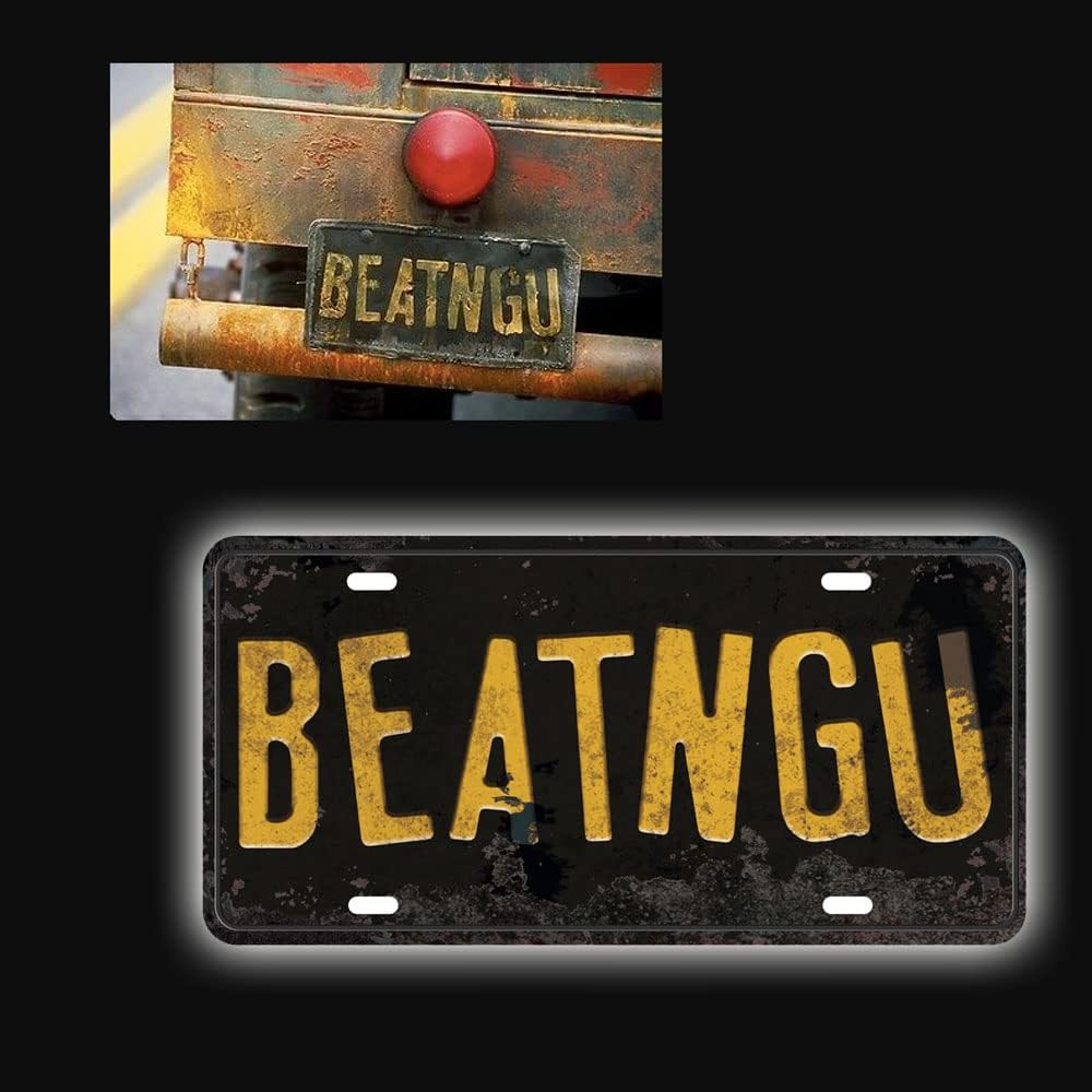 Jeepers Creepers BEATNGU Embossed License Plate Replica, Vintage Distressed Style Prop Car Number Tag Memorabilia, 12x6 Inch