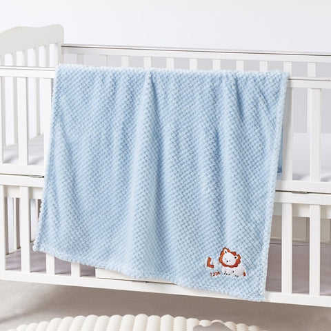 CREVENT 2Pcs 30''X40'' Cute Cozy Fluffy Warm Baby Blankets for Infants Toddlers' Bedding Crib Cot Stroller - Grey Cloud + Lion