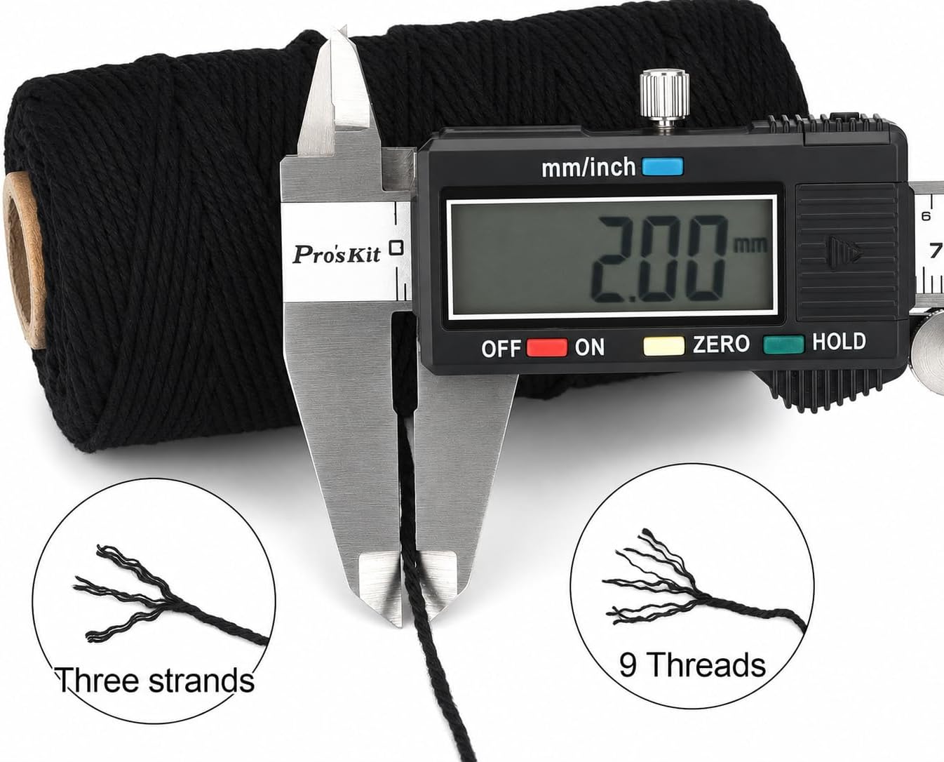 G2PLUS Black String, 2MM 328 Feet Cotton String for Crafts & Bakers