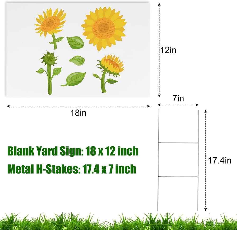 Newflager 10 Pack 18 x 12 Inches White Corrugated Plastic Yard Sign with Metal Stakes for Birthday, Real Estate Garage Sale Signs, Rent, Guidepost Decorations