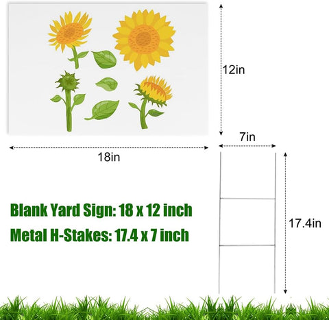 Newflager 10 Pack 18 x 12 Inches White Corrugated Plastic Yard Sign with Metal Stakes for Birthday, Real Estate Garage Sale Signs, Rent, Guidepost Decorations