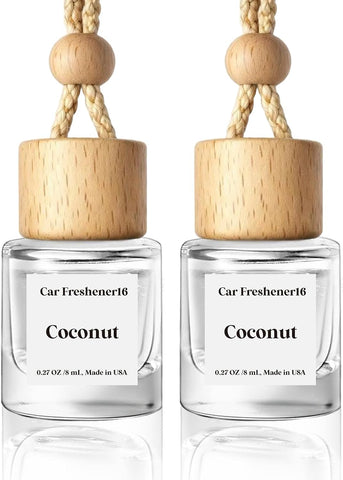 HoogaLife Car Air Freshener Diffuser 2 Pack Hanging Air Freshener Diffuser - Coconut Fragrance Oil Air D iffuser for Car, 45+ Days Long Lasting Fragrance Made in USA (C16)
