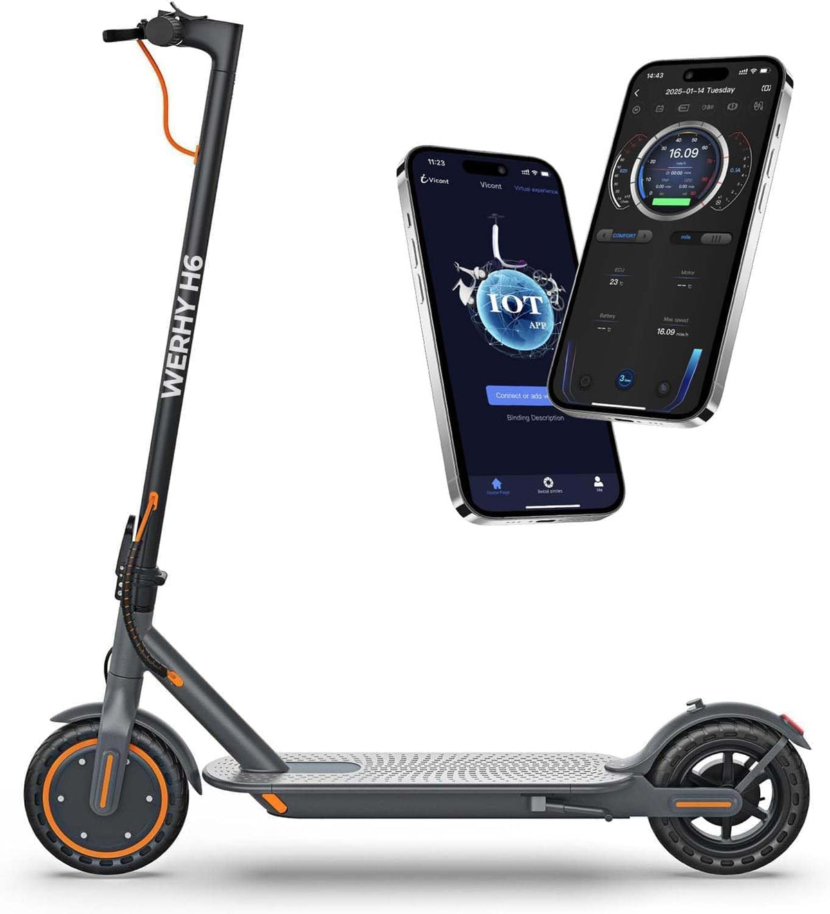 WERHY Electric Scooter, 500W/350W Powerful Motor & 19MPH Top Speed, 16/25/27 Miles Range, Folding E Scooter with Dual Braking for Teens and Adults