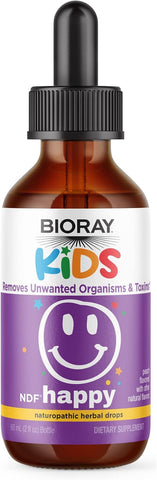 BIORAY Kids NDF Happy, Peach - 2 fl oz - Removes Unwanted Organisms That Can Trigger Irritability - 1-2 Month Supply