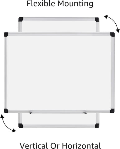 Amazon Basics Magnetic Dry Erase Whiteboard, 24" x 18", Aluminum Frame, Silver/White, Presentation Board for Writing Notes