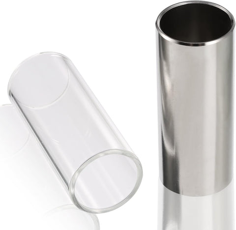 Pangda 2 Pieces Glass Slide and Stainless Steel Guitar Slide Set