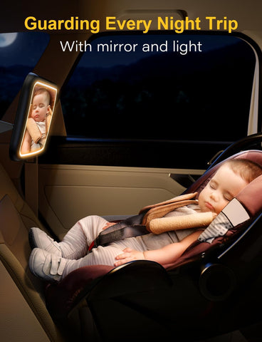 TAZENI Car Mirror for Baby Rear Facing, with Night Light & Remote Control