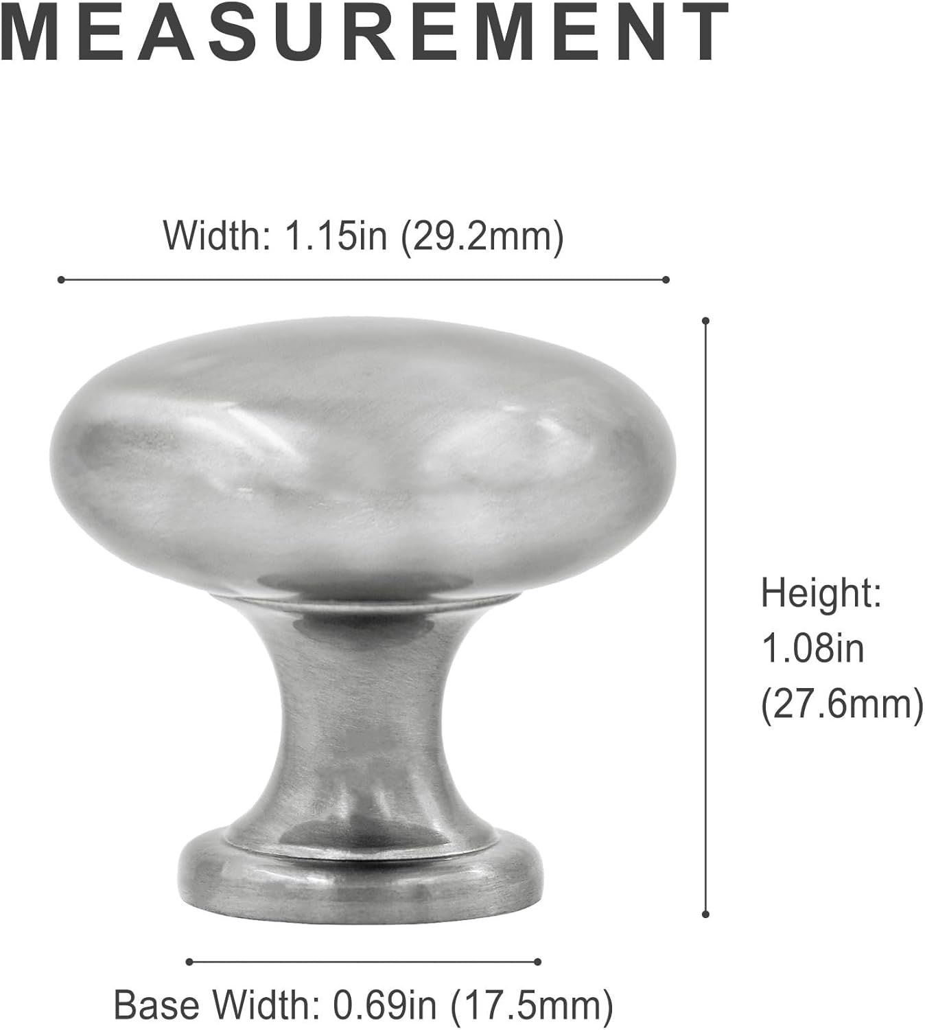 HESTIA HARDWARE 10 Pack | Satin Nickel Round Cabinet Knobs - Silver Drawer Knob - 1.15 Inch (29mm) Knob Kitchen Cabinet Knobs and Pulls (Z5.10.S)