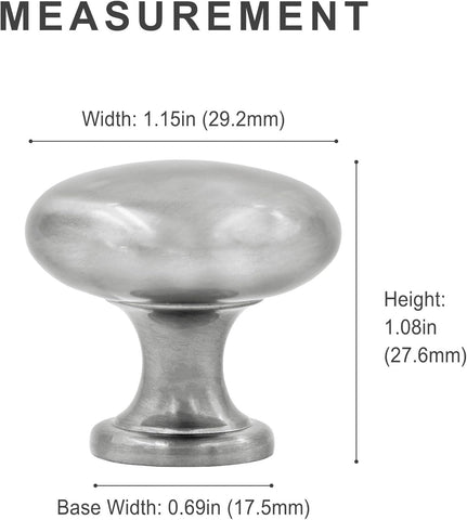 HESTIA HARDWARE 10 Pack | Satin Nickel Round Cabinet Knobs - Silver Drawer Knob - 1.15 Inch (29mm) Knob Kitchen Cabinet Knobs and Pulls (Z5.10.S)