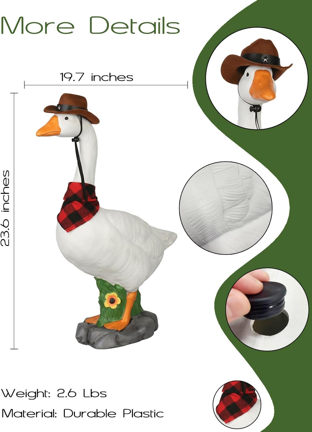 LarpGears Premium Adjustable Large 23 Inch Porch Goose Statue