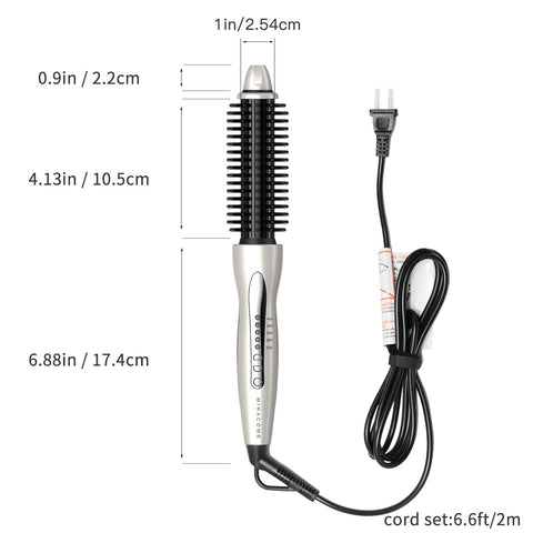 MIRACOMB Hair Curler Straightening Brush - Ceramic Tourmaline Flat Curling Iron - Cool Touch Round Brush PRO Multi Styler with 5 Heat Adjustments, 1 Inch Barrel, White (Enhanced)
