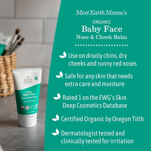 Earth Mama - Organic Baby Face Nose & Cheek Balm - 2 fl oz (2 Pack)