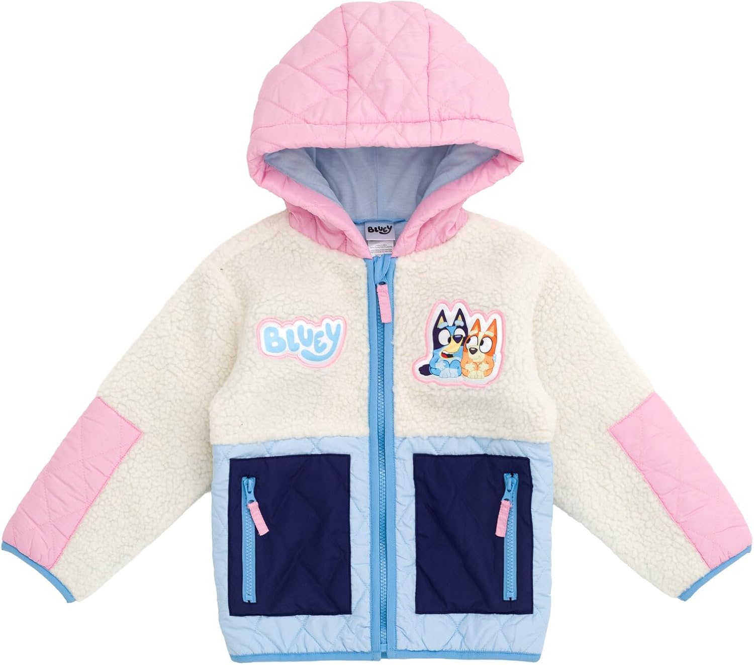 Bluey Girls' Hooded Fleece Zip-Up Jacket Toddler to Big Kid