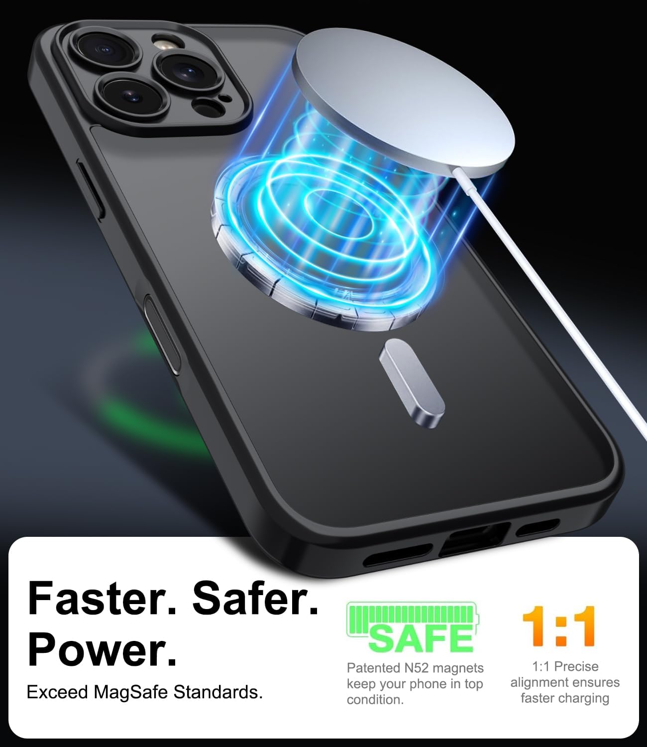 Magnetic Case for iPhone 16 Pro Max Case with Screen Protector+Wrist Strap