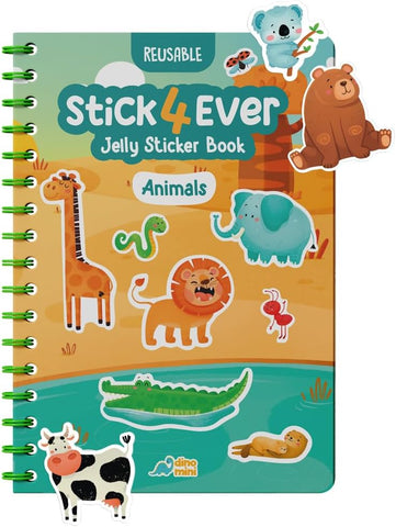 Stick4Ever Jelly Sticker Book® - for Kids - Waterproof, Easy to Clean Reusable Sticker Book for Toddlers- Reusable Road Trip Activities for Kids - Stocking Stuffers for Toddlers (Animals)