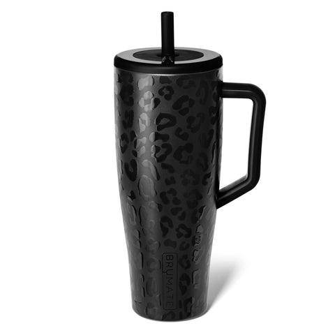 BrüMate Era 40 oz Tumbler with Handle and Straw | 100% Leakproof Insulated Tumbler with Lid and Straw | Made of Stainless Steel | Cup Holder Friendly Base | 40oz (Onyx Leopard)