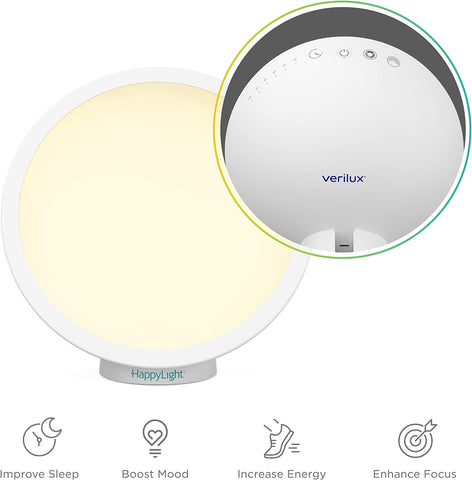Verilux HappyLight Halo Cordless LED Light Therapy Lamp, 10,000 Lux